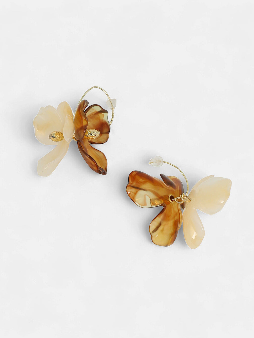 The Iris Drop Earrings - Coffee Brown & California Gold