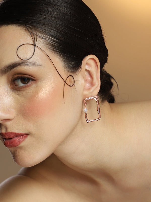 The Cadre Drop Earrings - Rose Gold