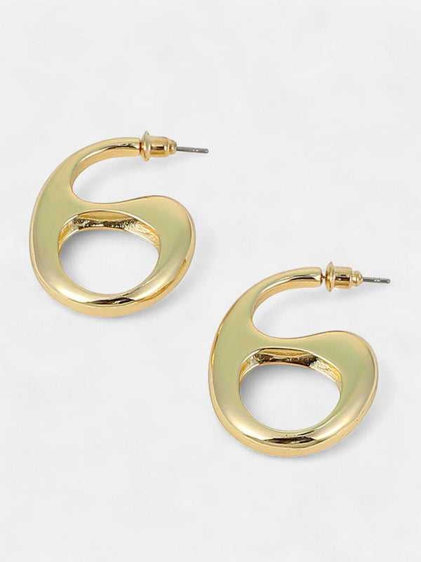 The Mid-Gloss Bolt Hoop Earrings - California Gold