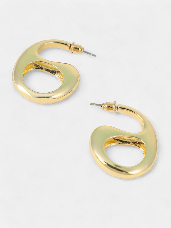 The Mid-Gloss Bolt Hoop Earrings - California Gold