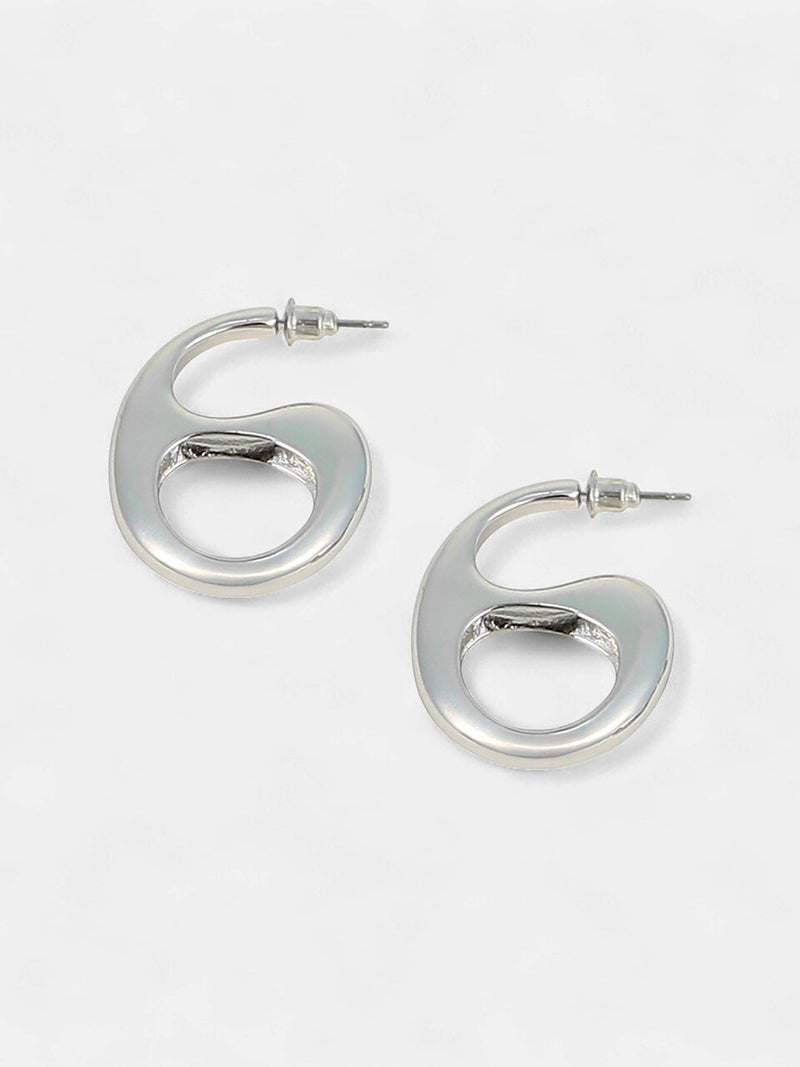 The Mid-Gloss Bolt Hoop Earrings - Chrome Silver