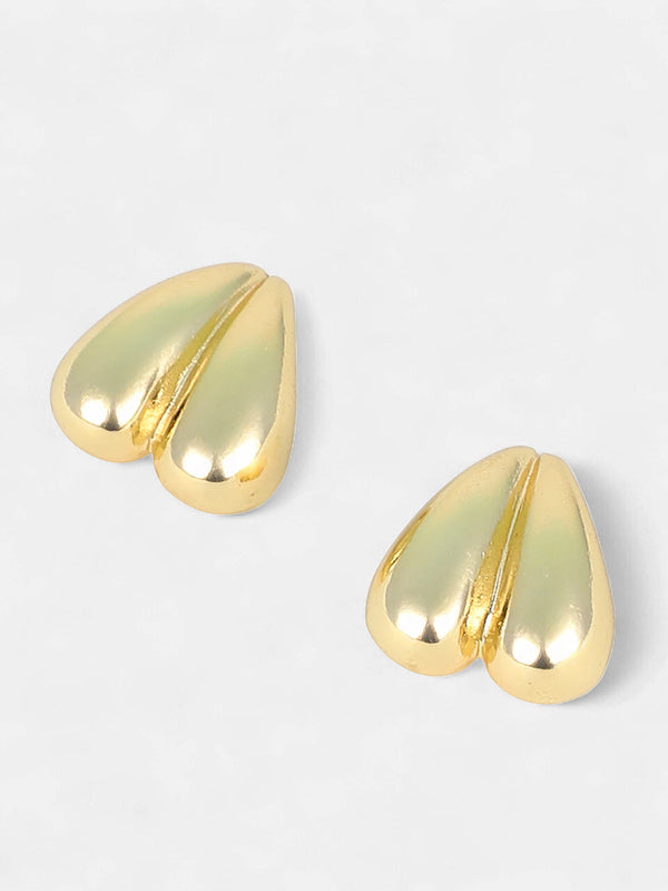 The Droplet-Heart Stud Earrings - California Gold