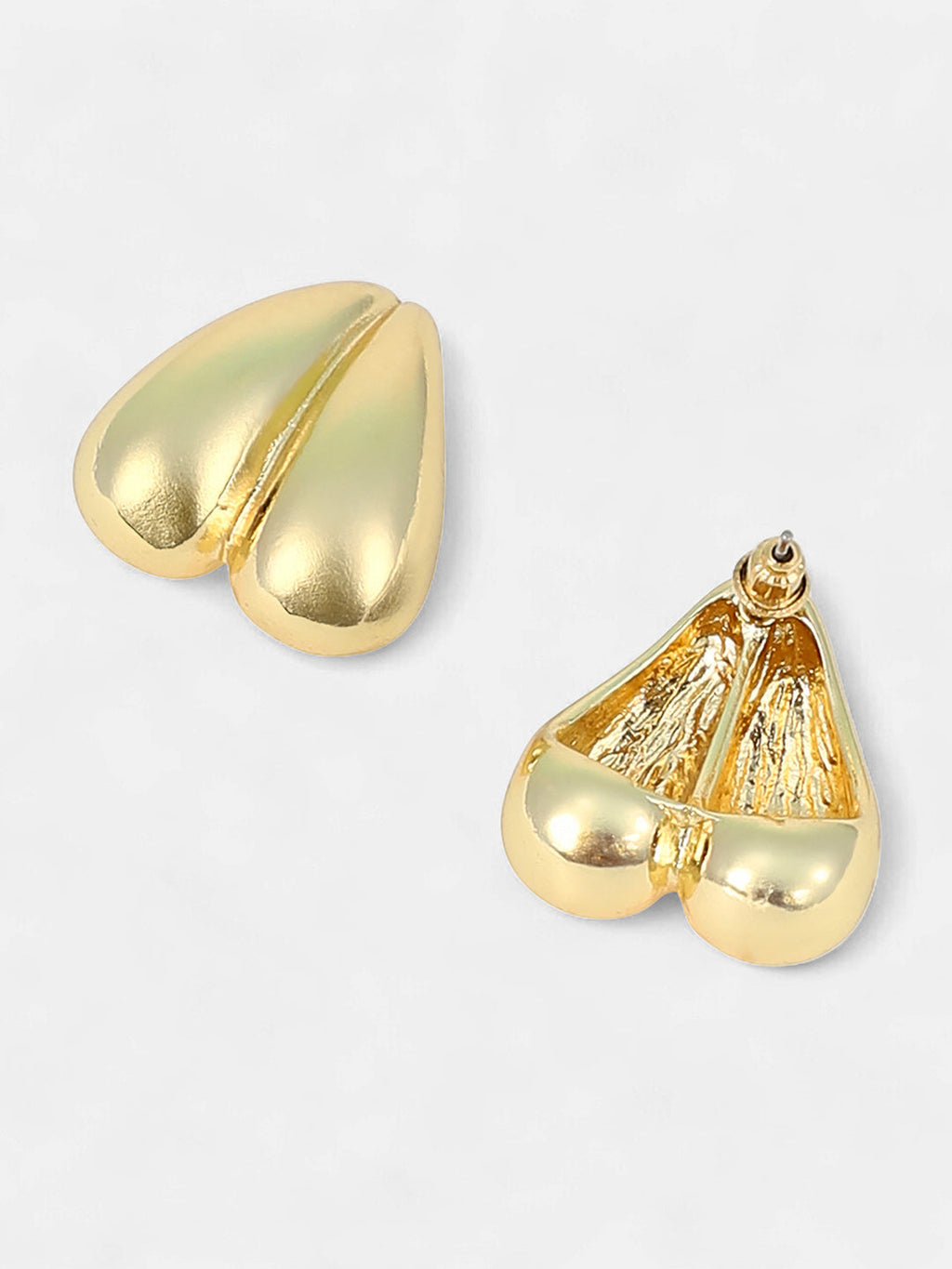 The Droplet-Heart Stud Earrings - California Gold