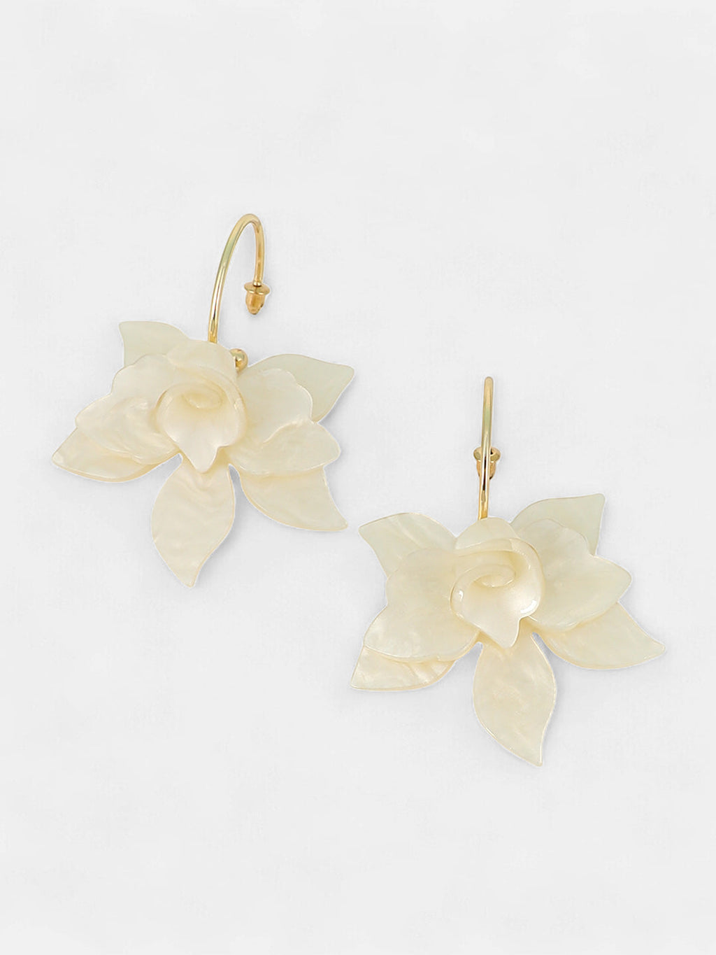 The La-Flora Hoop Earrings - Ivory White & California Gold