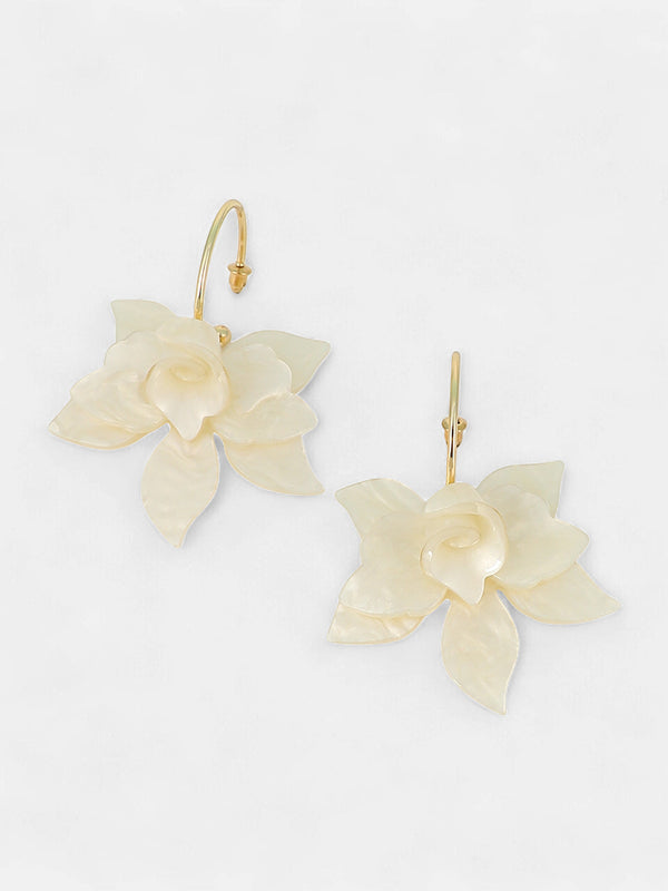 The La-Flora Hoop Earrings - Ivory White & California Gold
