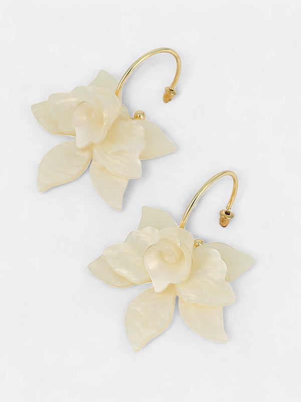 The La-Flora Hoop Earrings - Ivory White & California Gold