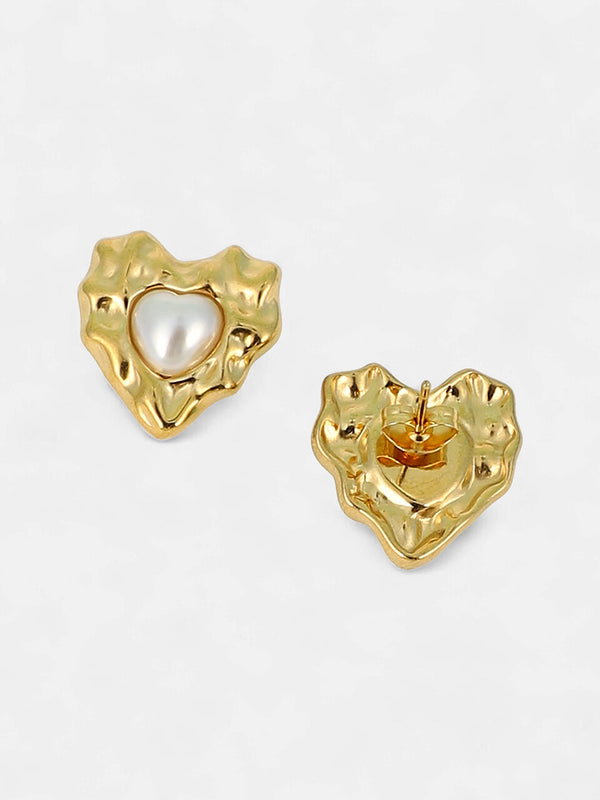 The Bordeaux-Coeur Stud Earrings - California Gold
