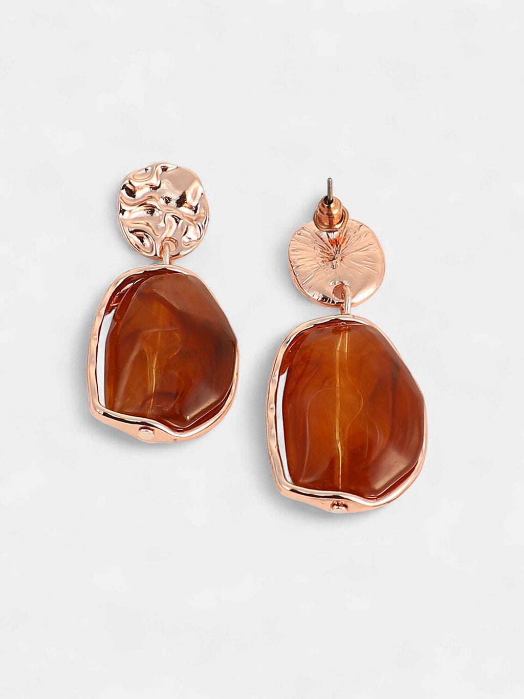 Women's The Hammered-Amber Drop Earrings - Rose Gold