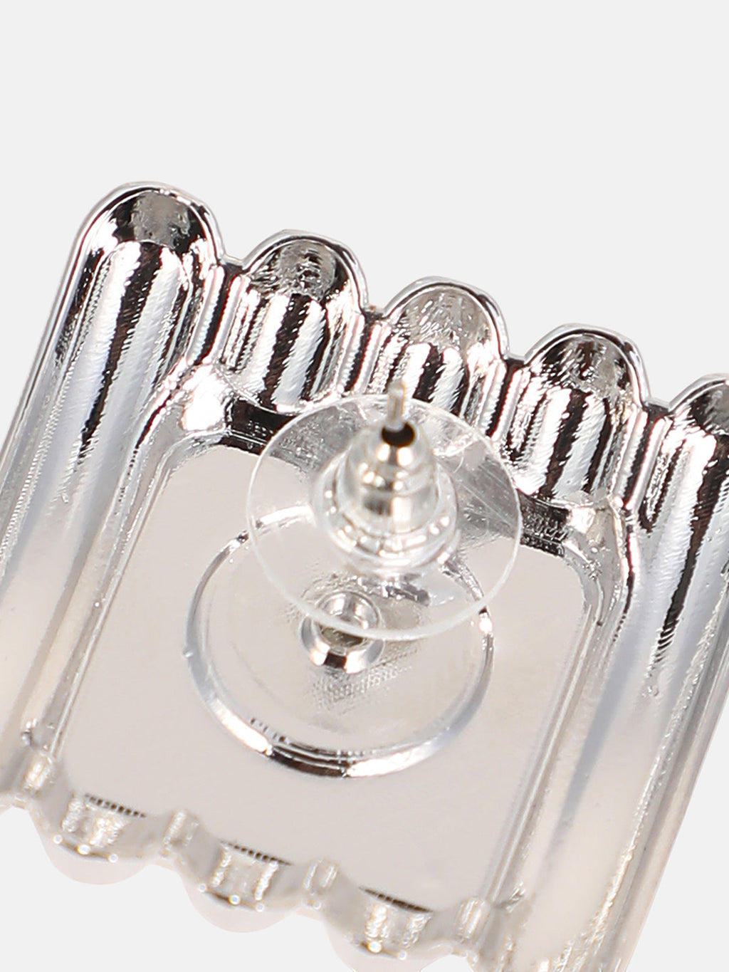 The Ribbed-Diane Stud Earrings - Chrome Silver