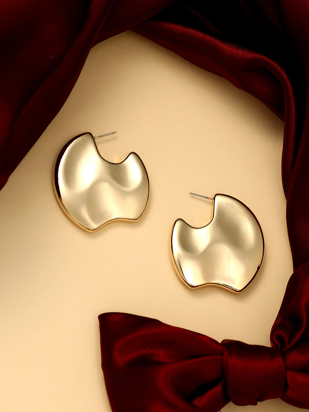 Women's The Abstract-Tectonic Half-Hoop Earrings - California Gold