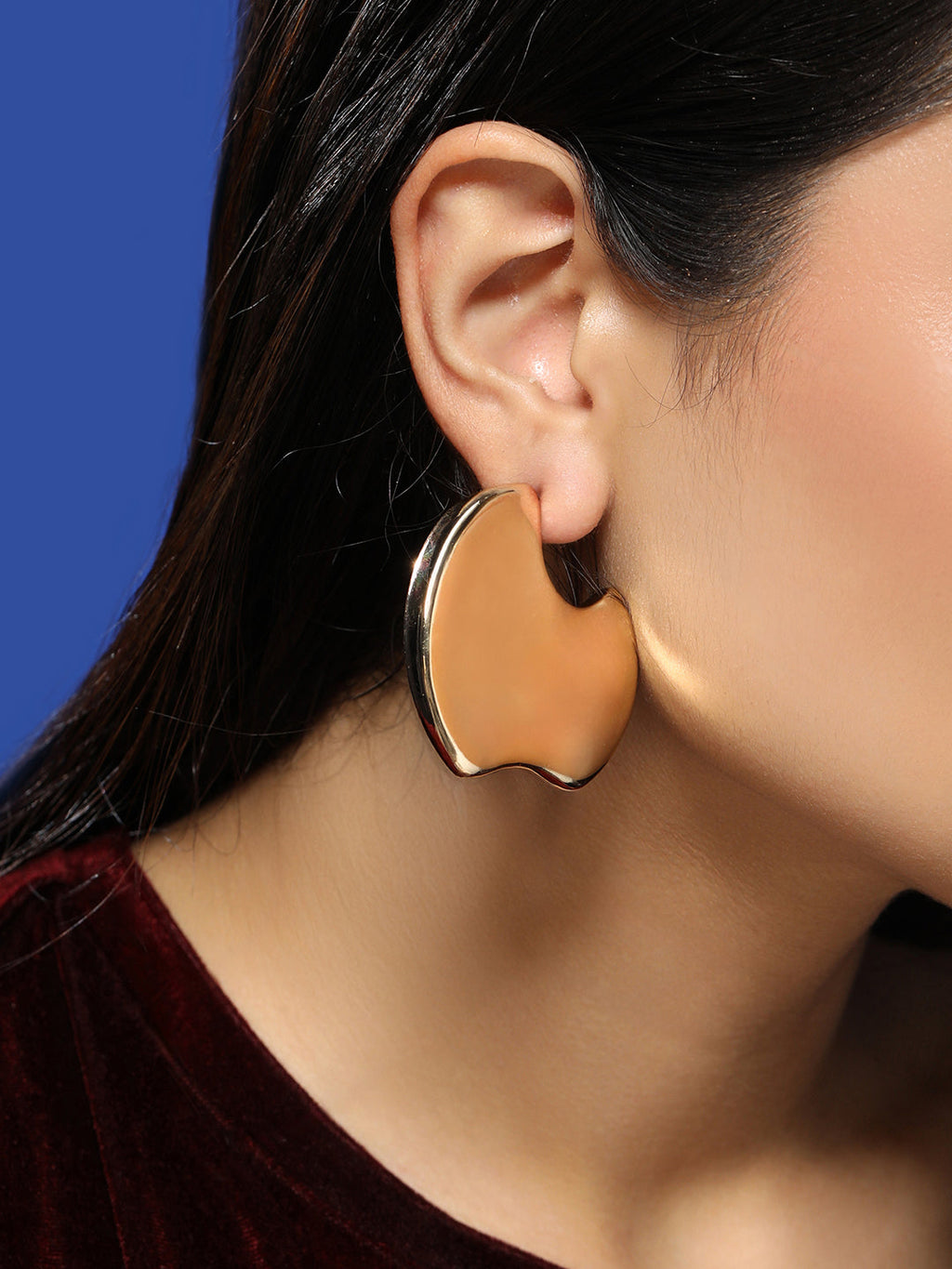 Women's The Abstract-Tectonic Half-Hoop Earrings - California Gold