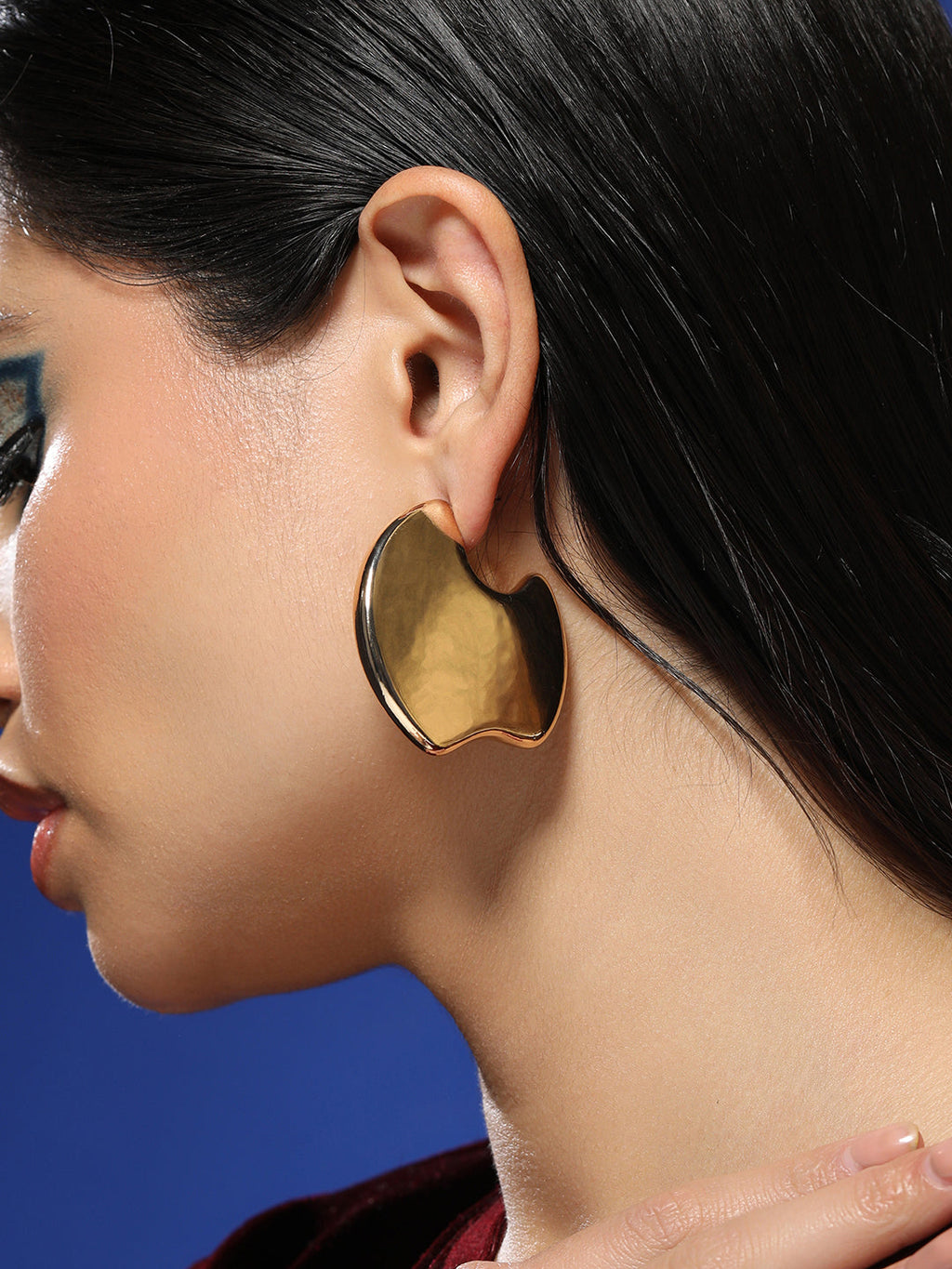 Women's The Abstract-Tectonic Half-Hoop Earrings - California Gold