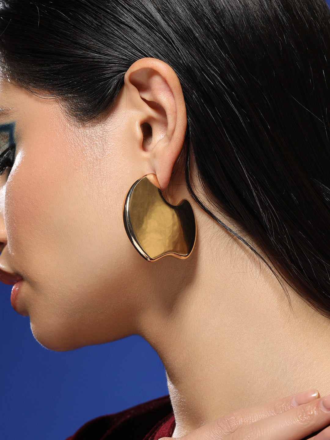 Women's The Abstract-Tectonic Half-Hoop Earrings - California Gold