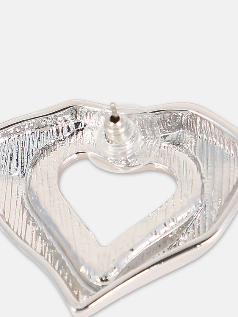 The Coeur-Edge Stud Earrings - Metallic Silver
