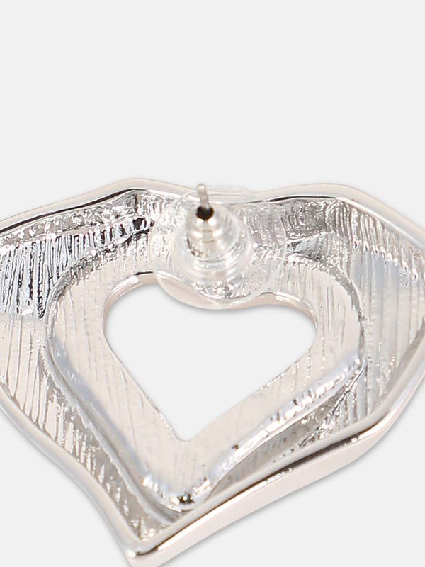 The Coeur-Edge Stud Earrings - Metallic Silver