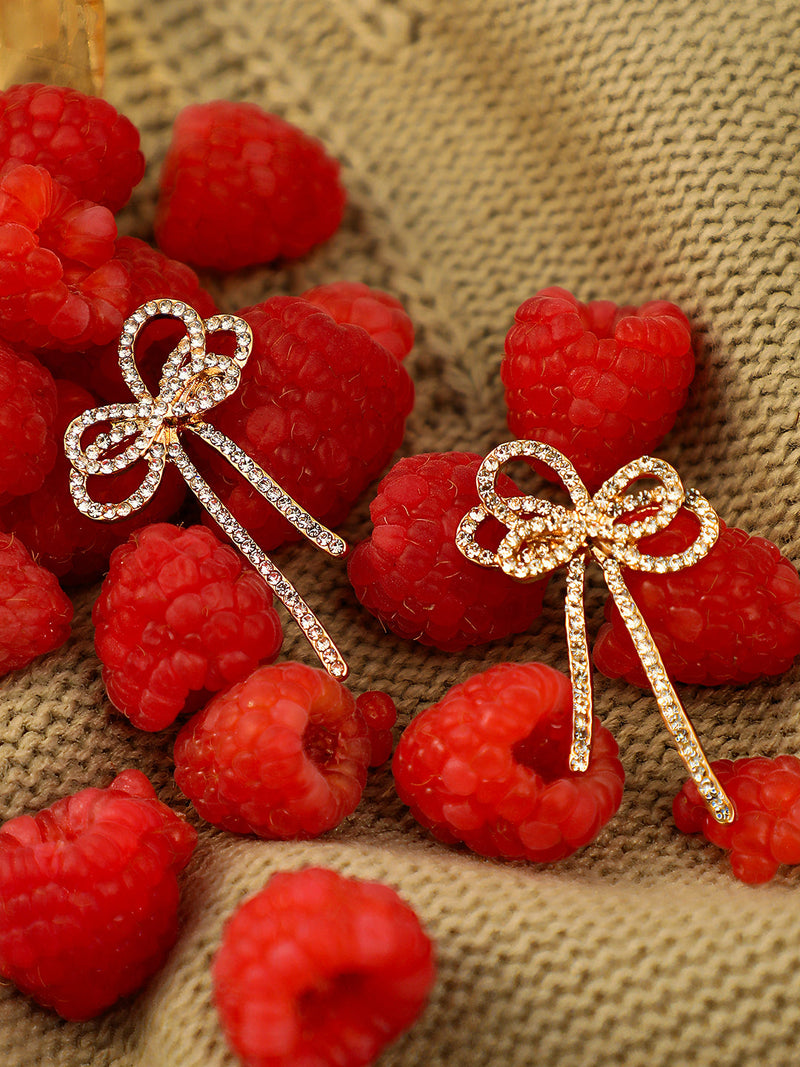 Women's The Cristal-Bow Drop Earrings - Crystal Silver
