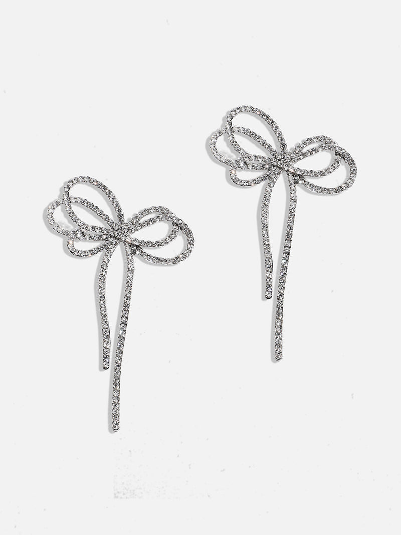 Women's The Cristal-Bow Drop Earrings - Crystal Silver