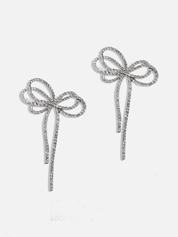 Women's The Cristal-Bow Drop Earrings - Crystal Silver