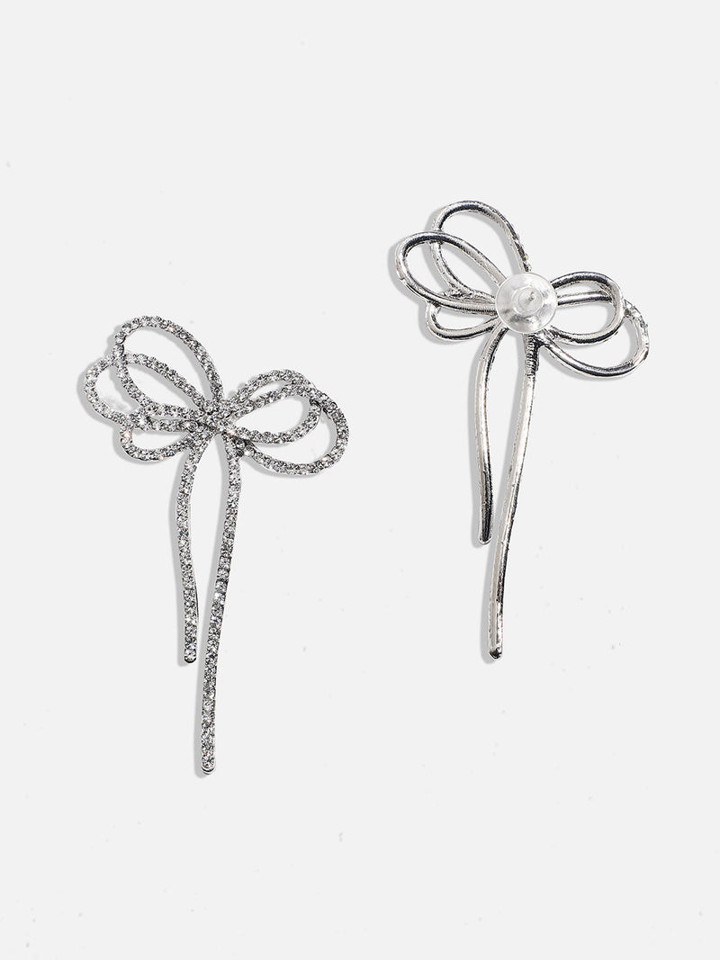Women's The Cristal-Bow Drop Earrings - Crystal Silver
