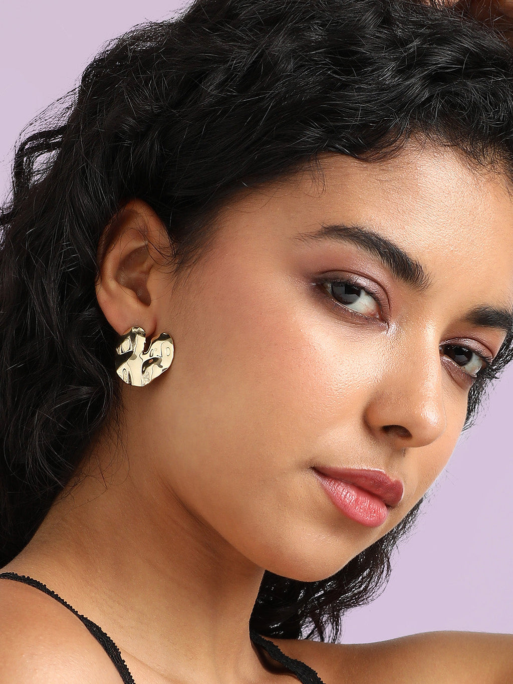 The Hammered-Cuore Stud Earrings - California Gold