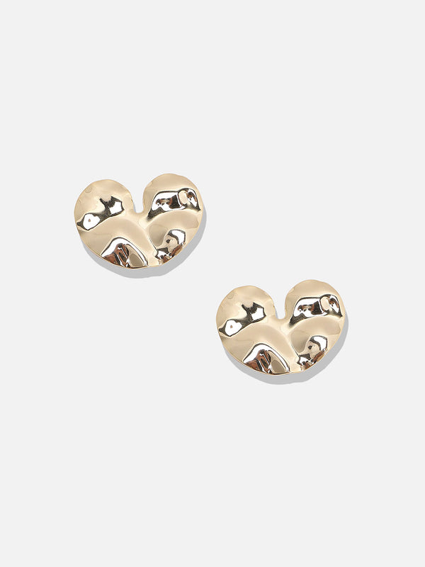 The Hammered-Cuore Stud Earrings - California Gold