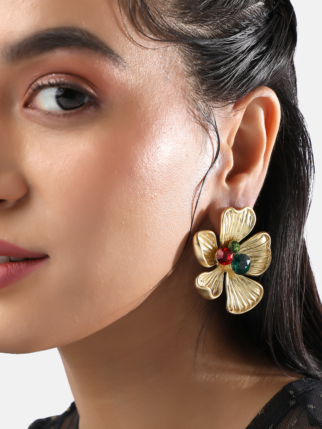 Women's Regalia-Flora Statement Earrings - Antique Gold