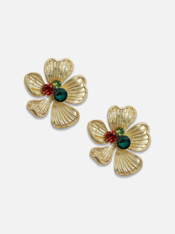 Women's Regalia-Flora Statement Earrings - Antique Gold