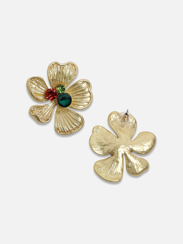 Women's Regalia-Flora Statement Earrings - Antique Gold
