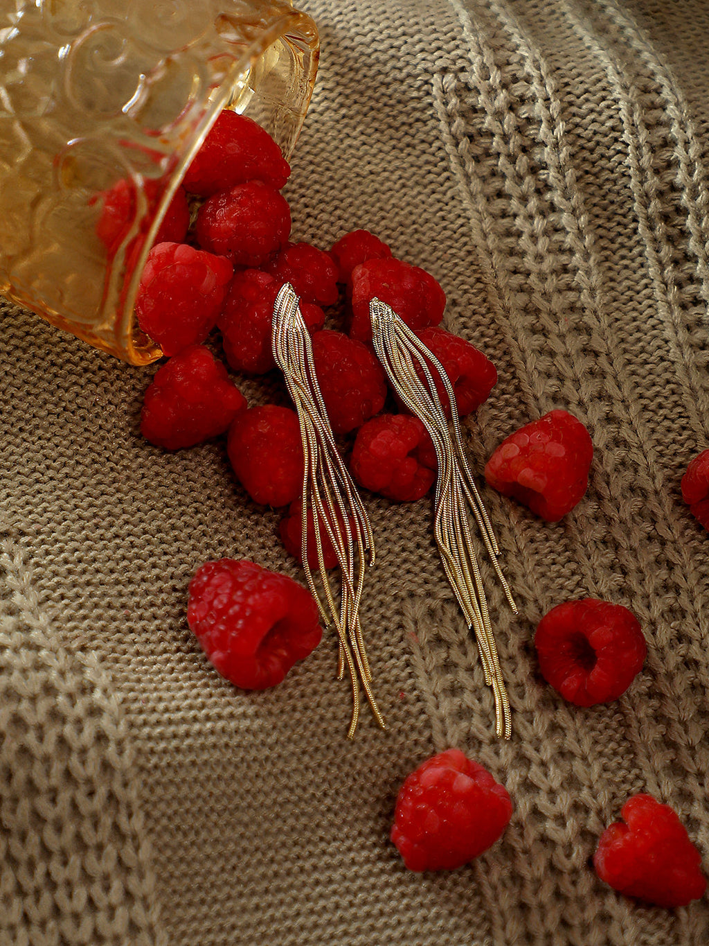 Women's Dangle-Chain Drop Earrings - Champayne Gold