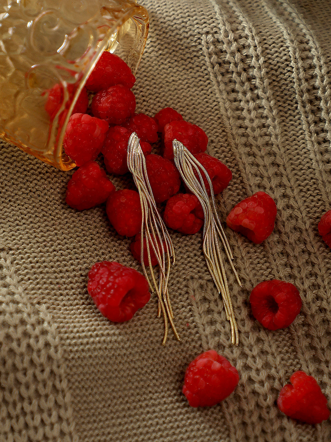 Women's Dangle-Chain Drop Earrings - Champayne Gold