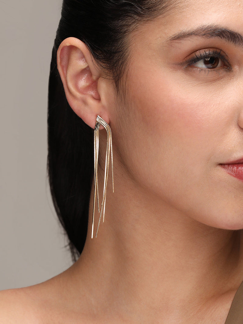 Women's Dangle-Chain Drop Earrings - Champayne Gold