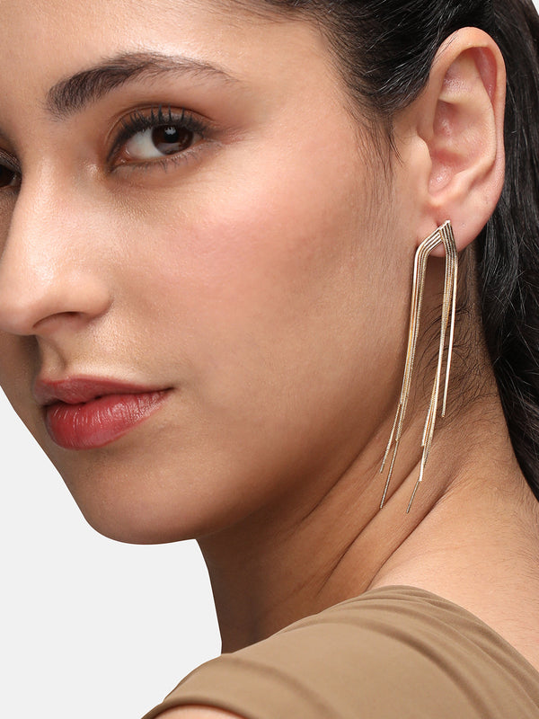 Women's Dangle-Chain Drop Earrings - Champayne Gold