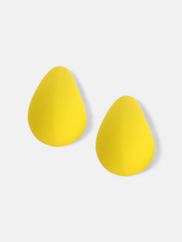 The Medium Semi-Chunky Hoop Earrings - Lemon Yellow