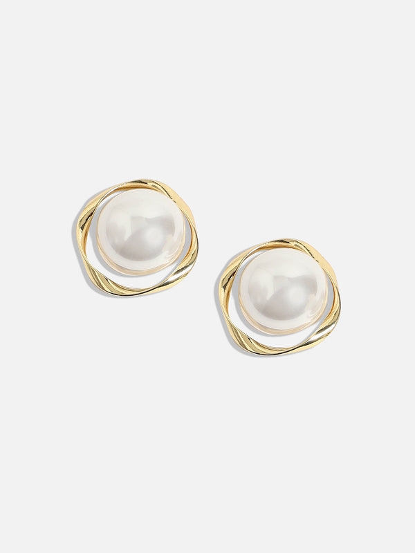 The Victorian-Pearl Stud Earrings - Pearl White