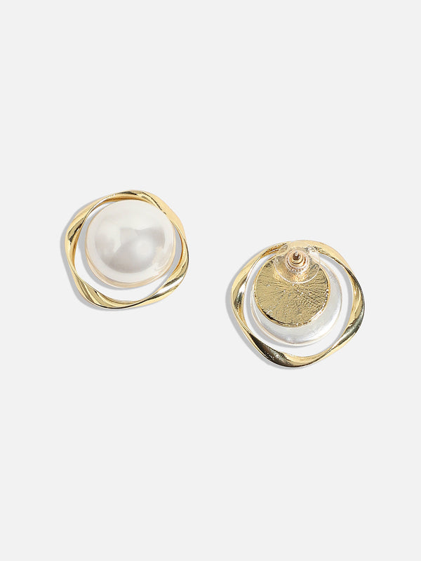 The Victorian-Pearl Stud Earrings - Pearl White