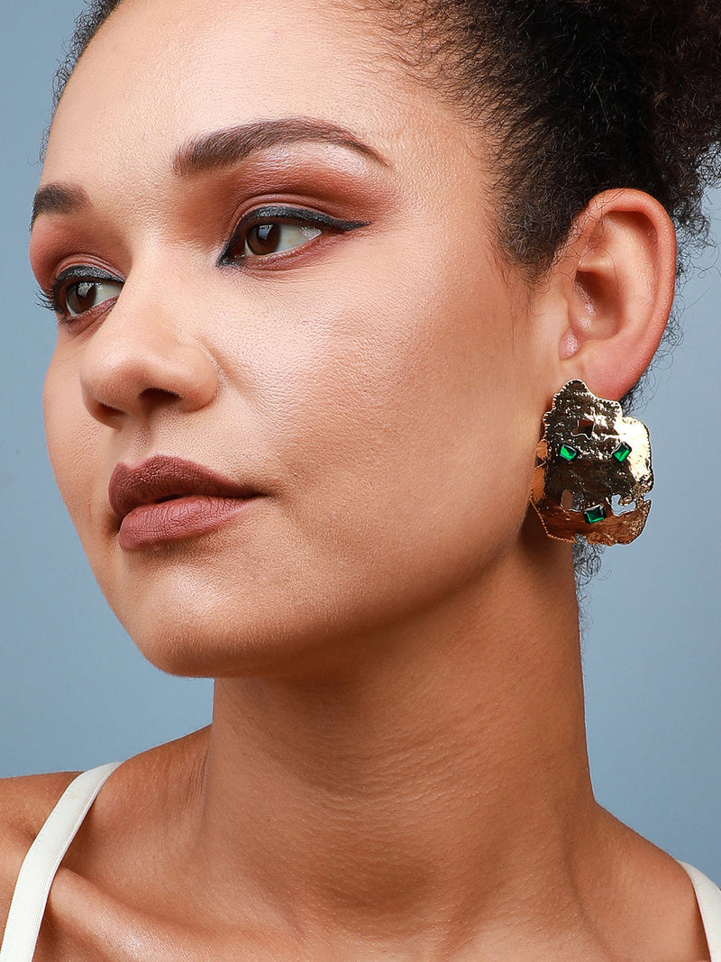 Women's Cristal-Tectonic Statement Earrings - Calfornia Gold