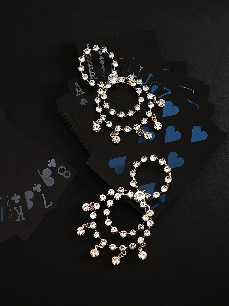 The Circular-Bling Drop Earrings - Crystal Silver