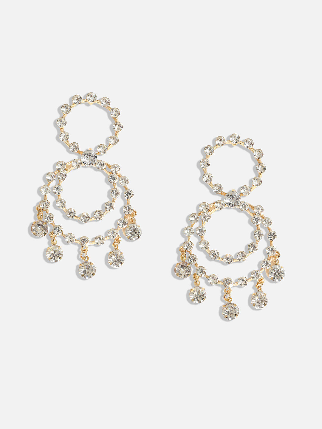 The Circular-Bling Drop Earrings - Crystal Silver