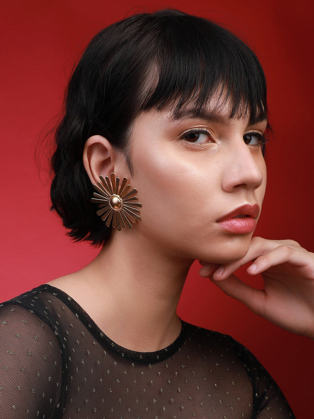 The Floral-Sol Statement Earrings - California Gold
