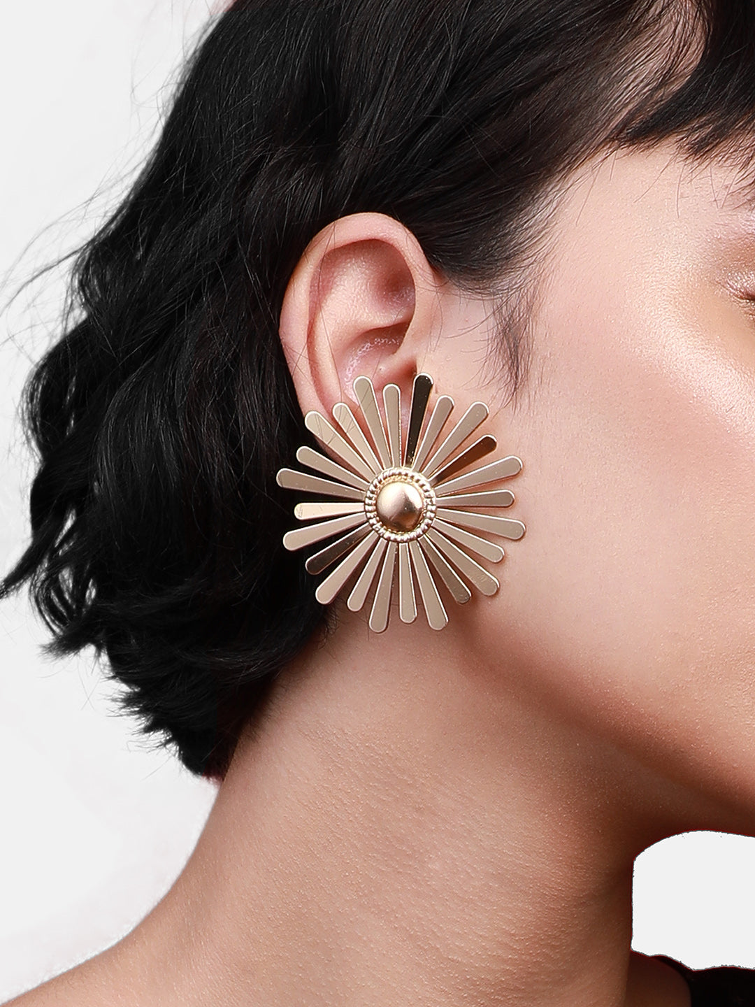 The Floral-Sol Statement Earrings - California Gold