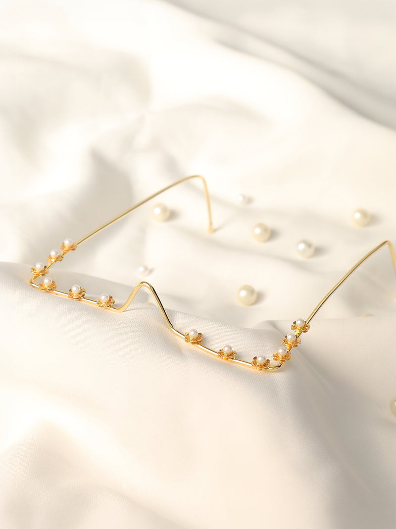 The Pearl Chain Sunglass - Gold Pearl