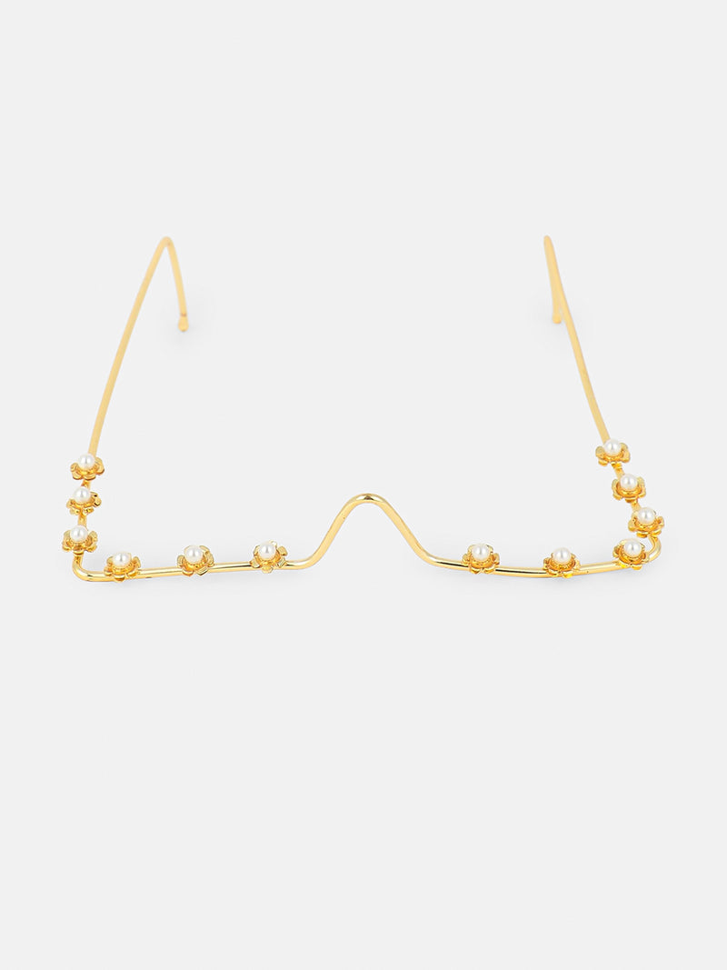 The Pearl Chain Sunglass - Gold Pearl