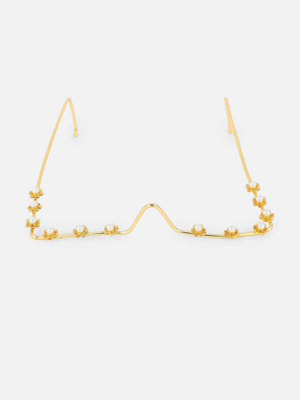 The Pearl Chain Sunglass - Gold Pearl