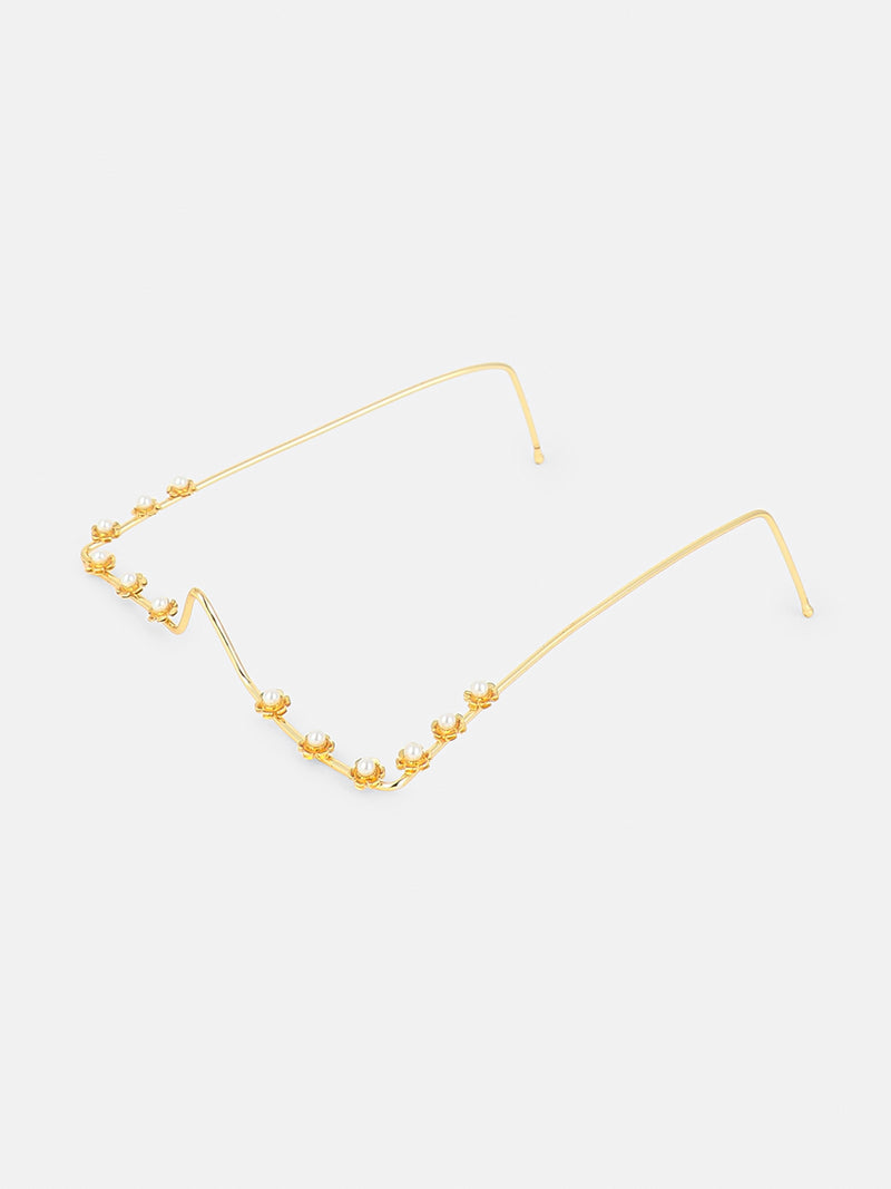 The Pearl Chain Sunglass - Gold Pearl
