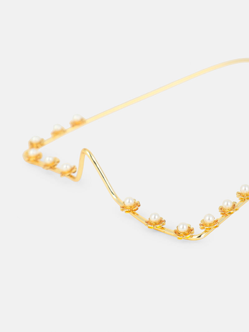 The Pearl Chain Sunglass - Gold Pearl