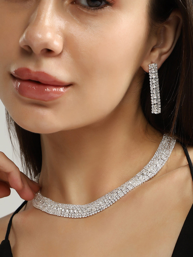 The All-Over-Bling Jewellery Set - Crystal Silver