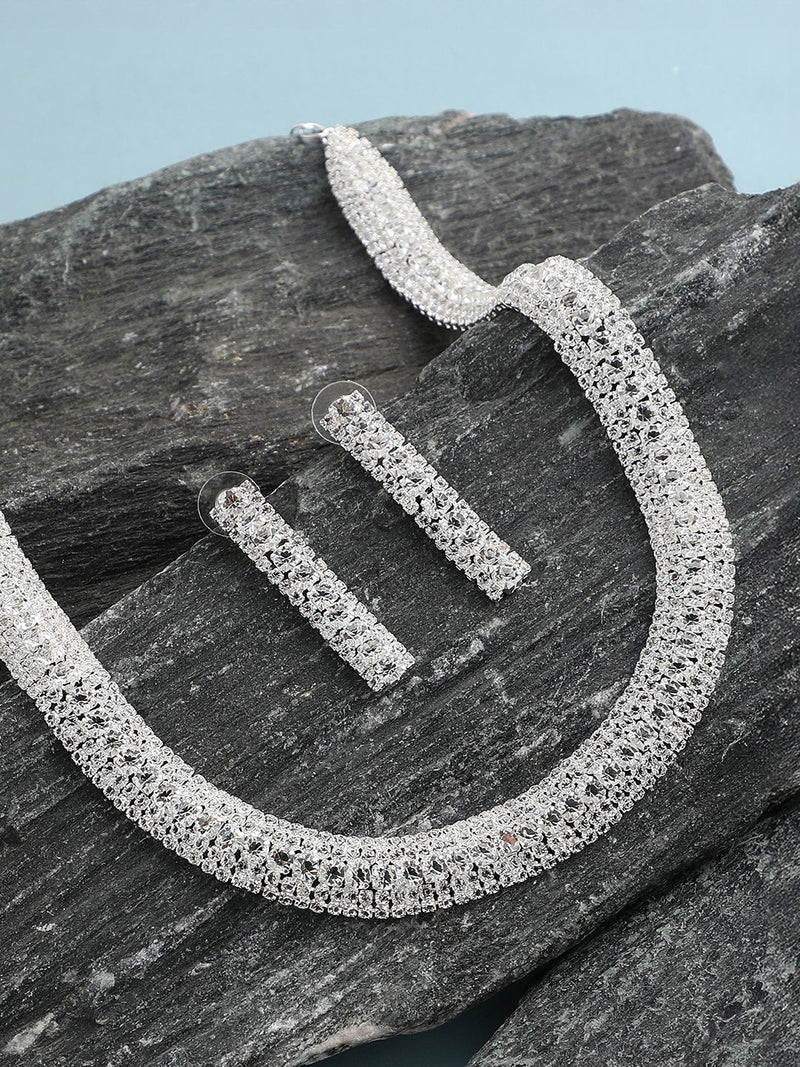 The All-Over-Bling Jewellery Set - Crystal Silver