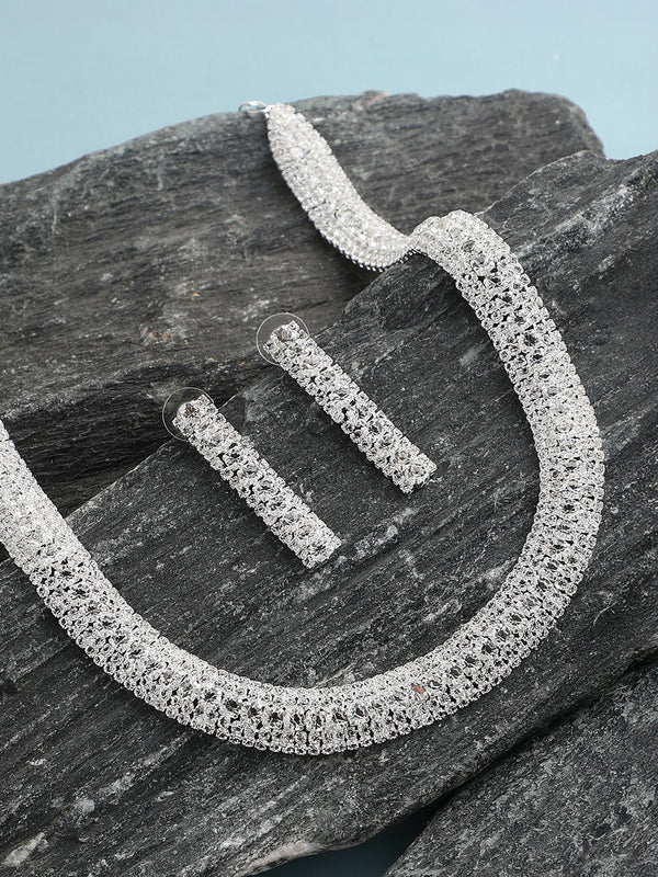 The All-Over-Bling Jewellery Set - Crystal Silver