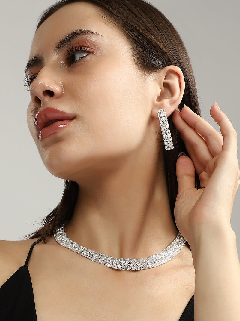 The All-Over-Bling Jewellery Set - Crystal Silver