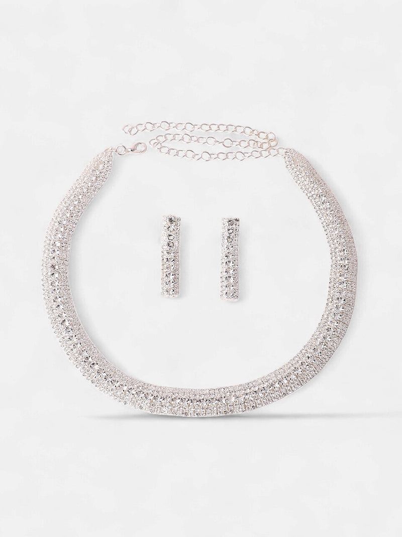 The All-Over-Bling Jewellery Set - Crystal Silver